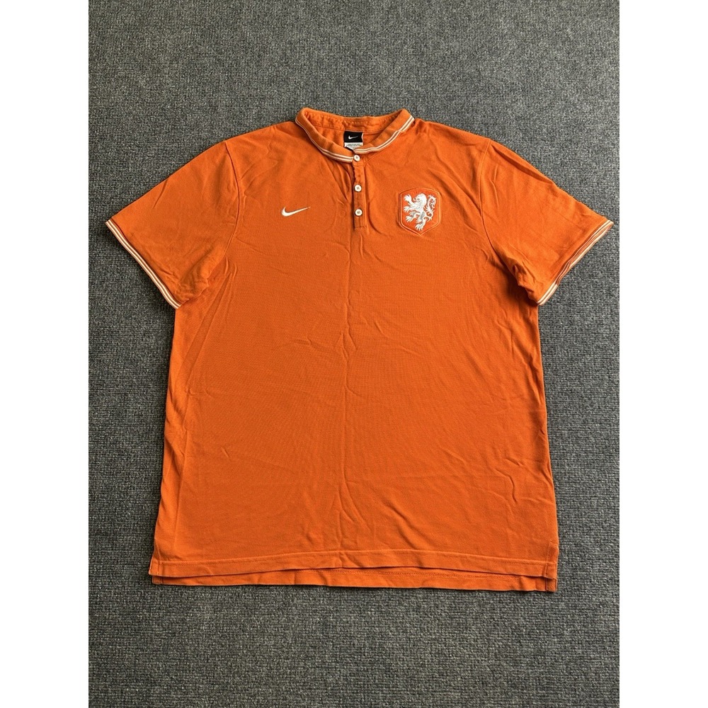 Men's 2014-15 Nike Netherlands National Team Orange Soccer Polo Shirt, Size 2XL